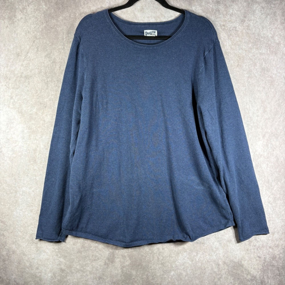 Duluth Trading Co Sweater Womens XL Blue Crew Neck Cotton Blend Casual Comfort